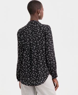 Women's Woven Open-Heart Button-Down Shirt, Macy's Exclusive