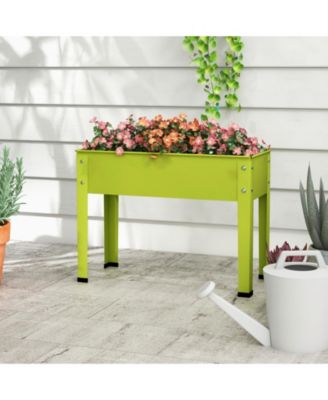 Metal Raised Garden Bed with Legs and Drainage Hole-24 x 11 x 18 inches