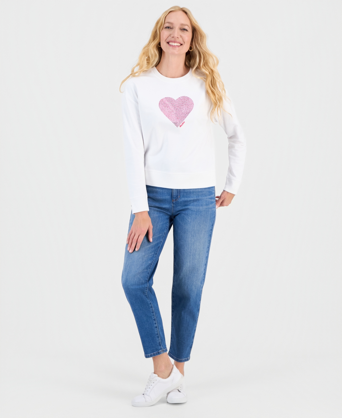 Nautica Jeans Women's Embellished Heart Graphic Sweatshirt