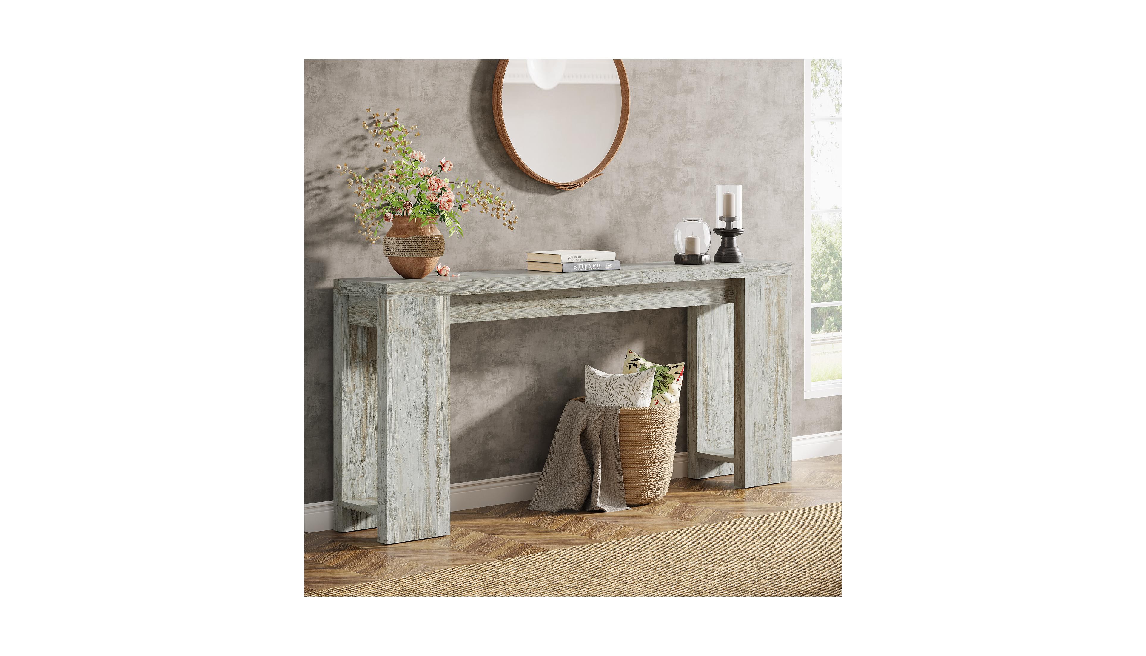 Tribesigns 70.9-Inch Extra Long Console Table, Farmhouse Wood Sofa Table Behind Couch, Narrow Entryway Accent Table