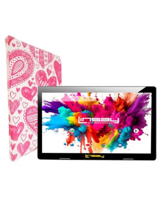 10.1" Tablet Octa Core 128GB Bundle with "Love" Protective Portfolio Case Newest Android 15 Dual Camera