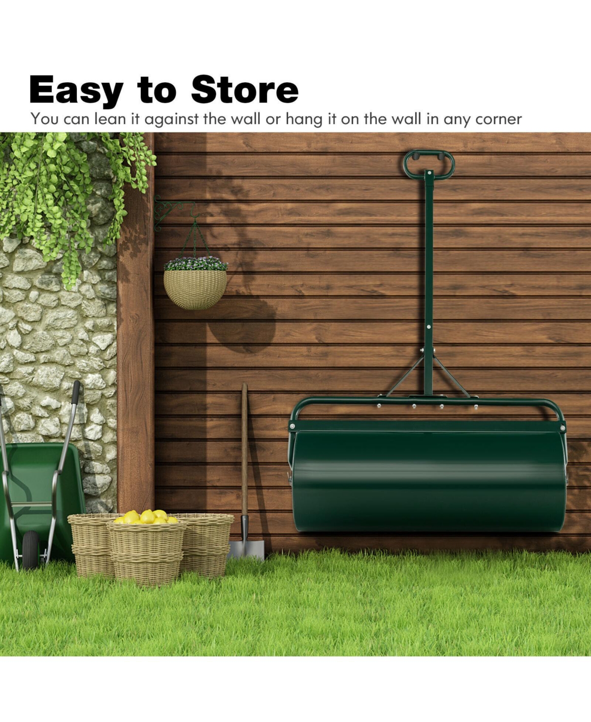 Sugift 39 Inch Wide Push/Tow Lawn Roller