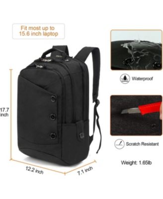 Inch Laptop Backpack for Men & Women, Water Resistant Computer Bag with USB Charging Port for College, Travel, Office - Black