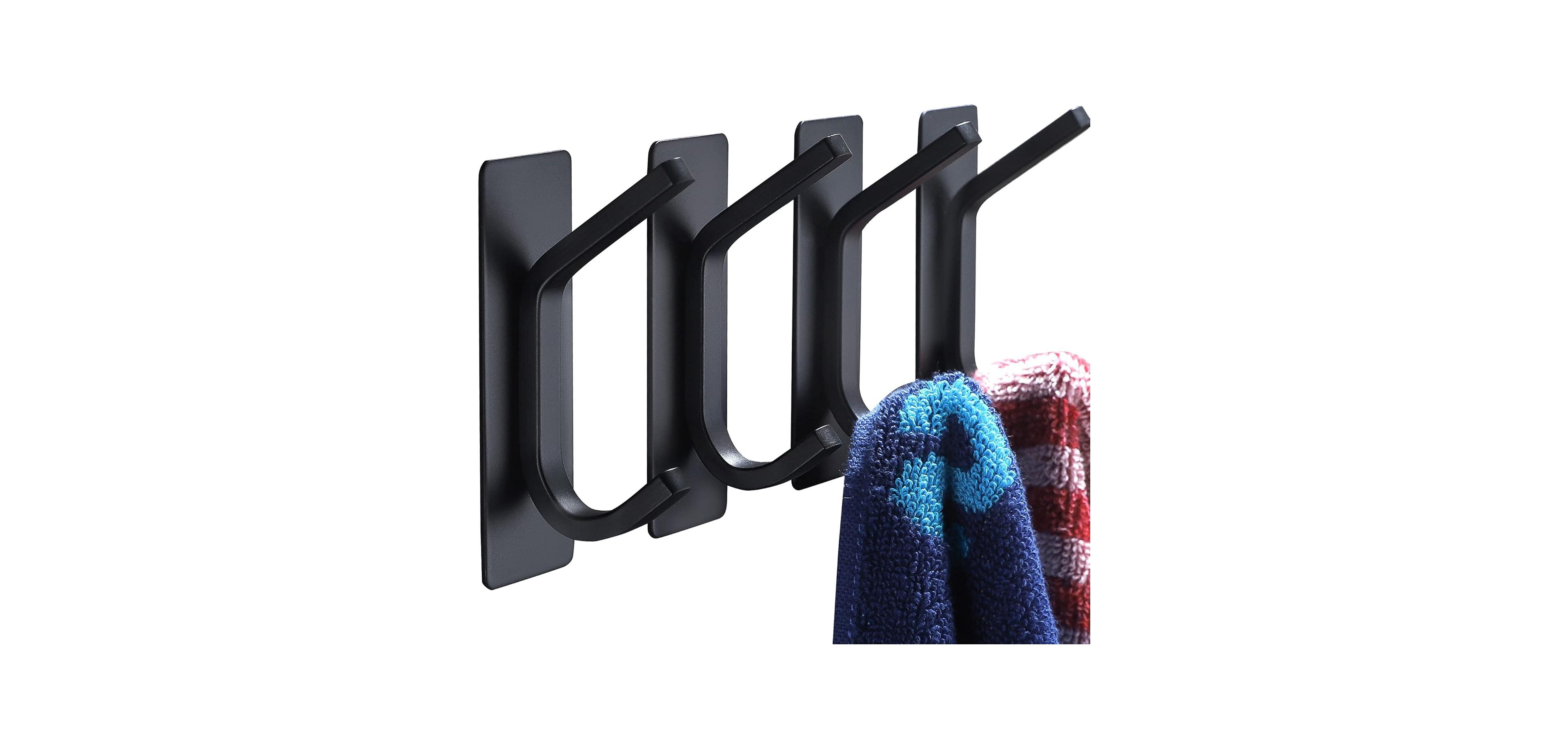 Yigii Towel Hook/Adhesive Hooks - 4-Pack, Stainless Steel Wall Hooks Stick for Bathroom and Kitchen Heavy Duty Hooks