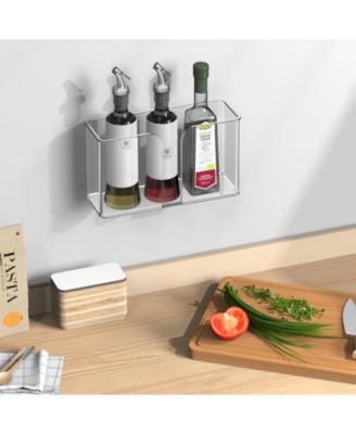 3 Pack Acrylic Cabinet Door Organizer, Kitchen Storage for Tupperware Lid, Wall Mounted Clear Bins for Pantry, RV, Heavy Duty Slim Basket