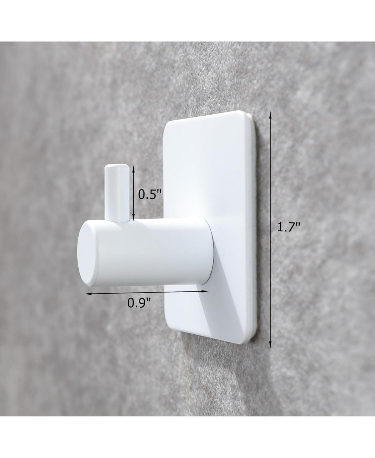 Adhesive Hooks - Towel Hook Heavy Duty Wall Hooks Stick on for Hanging Robe/Coat in Bathroom, Bedroom, Sus-304 Stainless Steel White 4 Packs