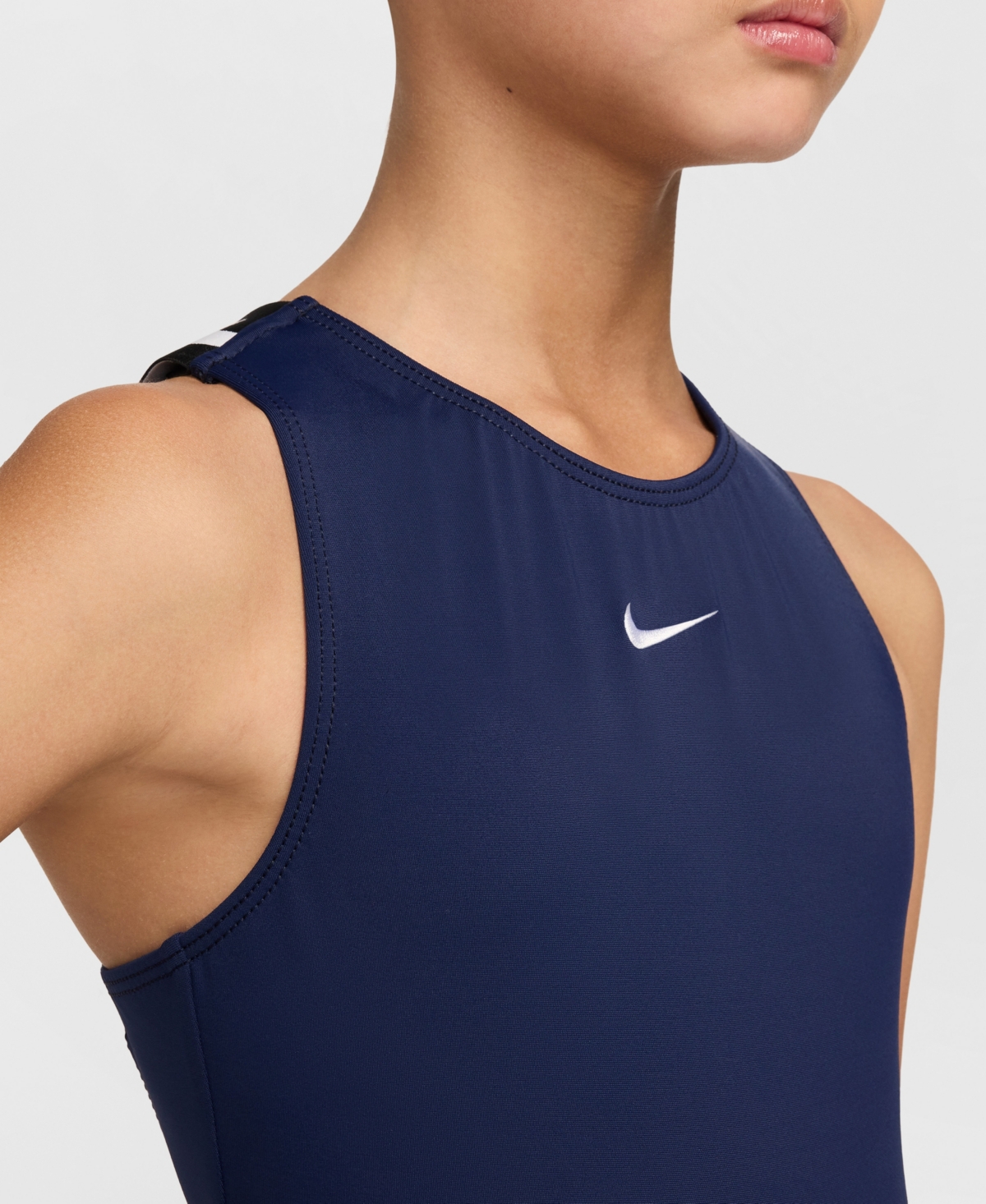 Nike Girls 7-16 Gymnastics Navy Strappy Performance Leotard