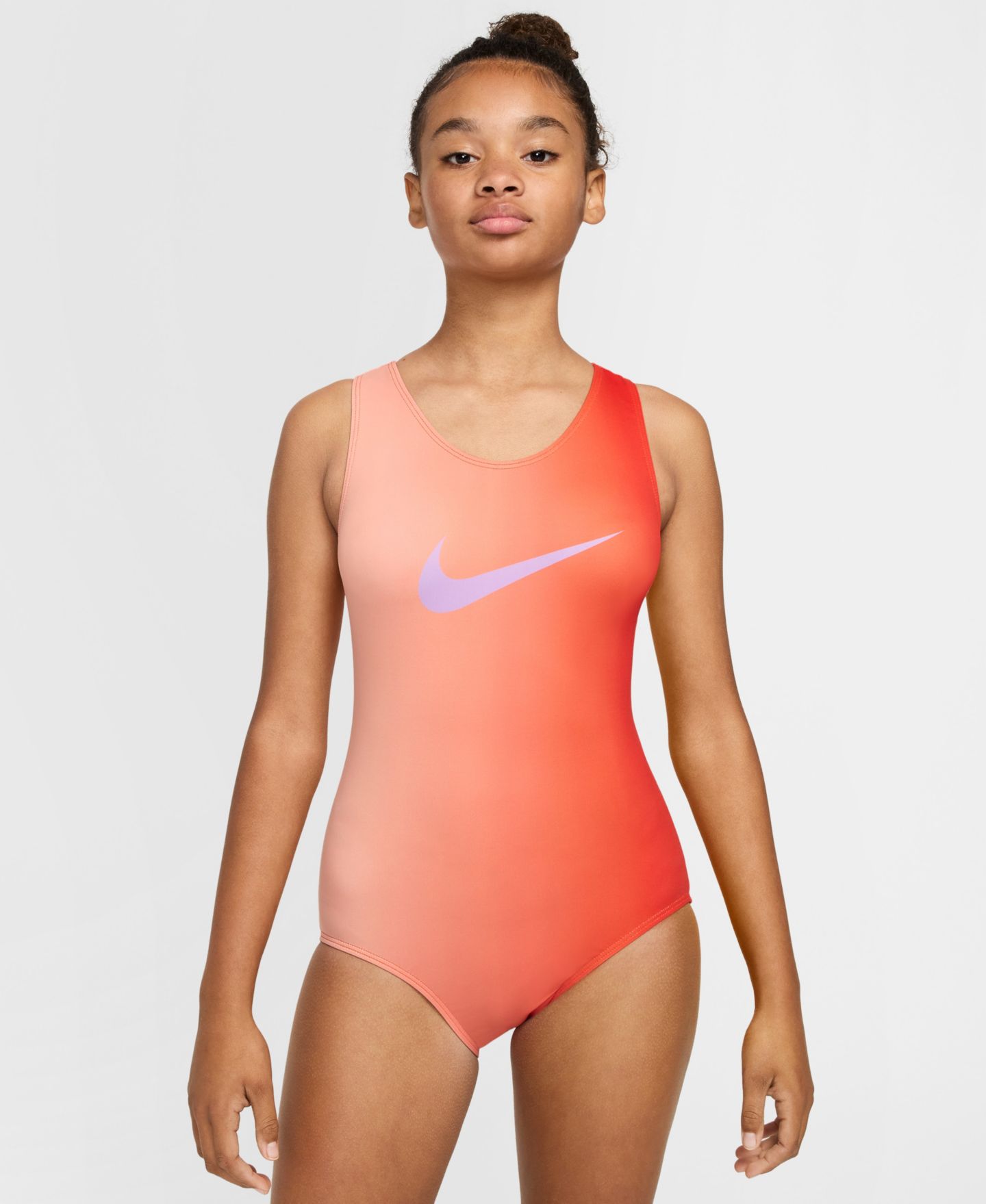 Детский гимнастический купальник Nike Gymnastics Sunrise Ombre для девочек 7-16 лет, цвет: Оранжевый — фото 1