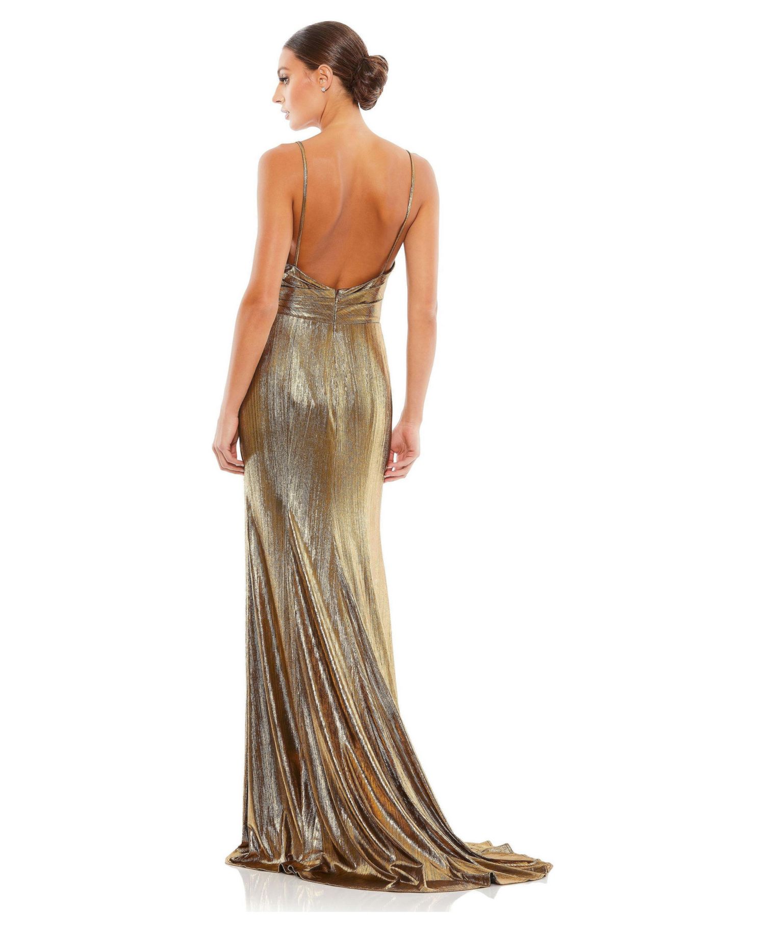 Women's Ieena Metallic Faux Wrap Spaghetti Strap Gown