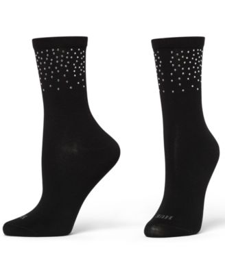 Women's 2-Pack Rhinestone Border Crew Socks