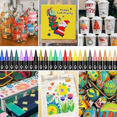 Dual Tip Acrylic Paint Markers, 48 Quick-Dry Water-Based Colors for Rock, Ceramic, Wood, Canvas & Plastic DIY Crafts