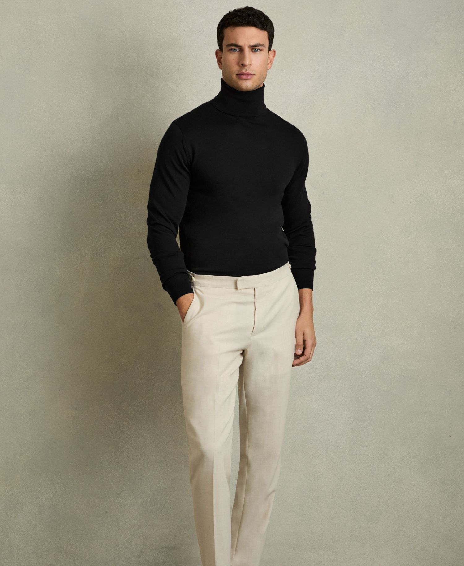 Men's Caine Slim Fit Merino Wool Roll Neck Sweater