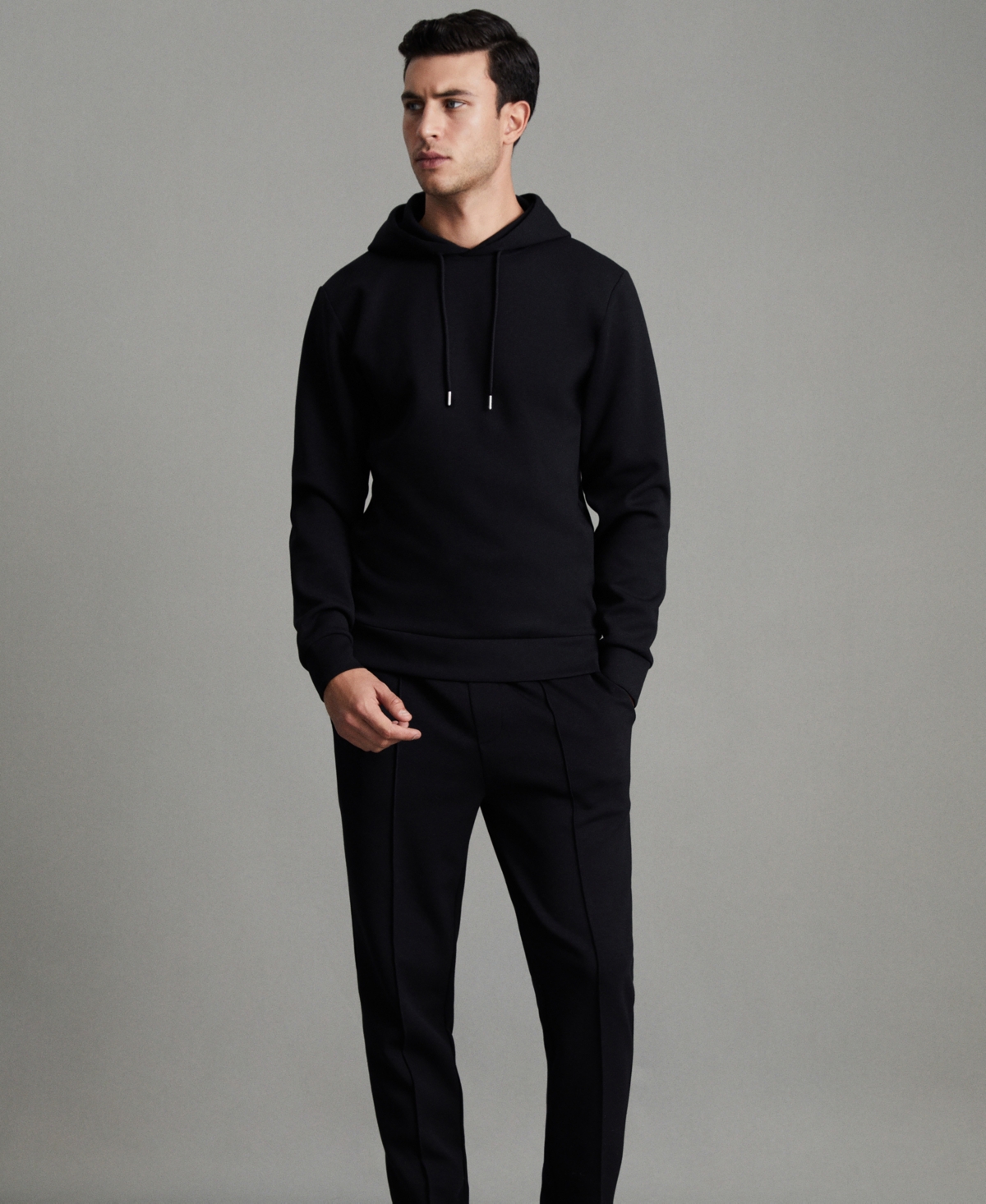 Reiss Fabien Interlock Hoodie In Blue