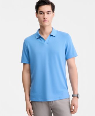 Men's Textured Jacquard Johnny-Collar Polo Shirt, Macy's Exclusive
