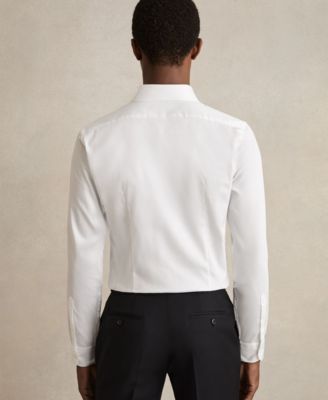 Men's Cotton-Satin Cutaway-Collar Slim-Fit Dress Shirt