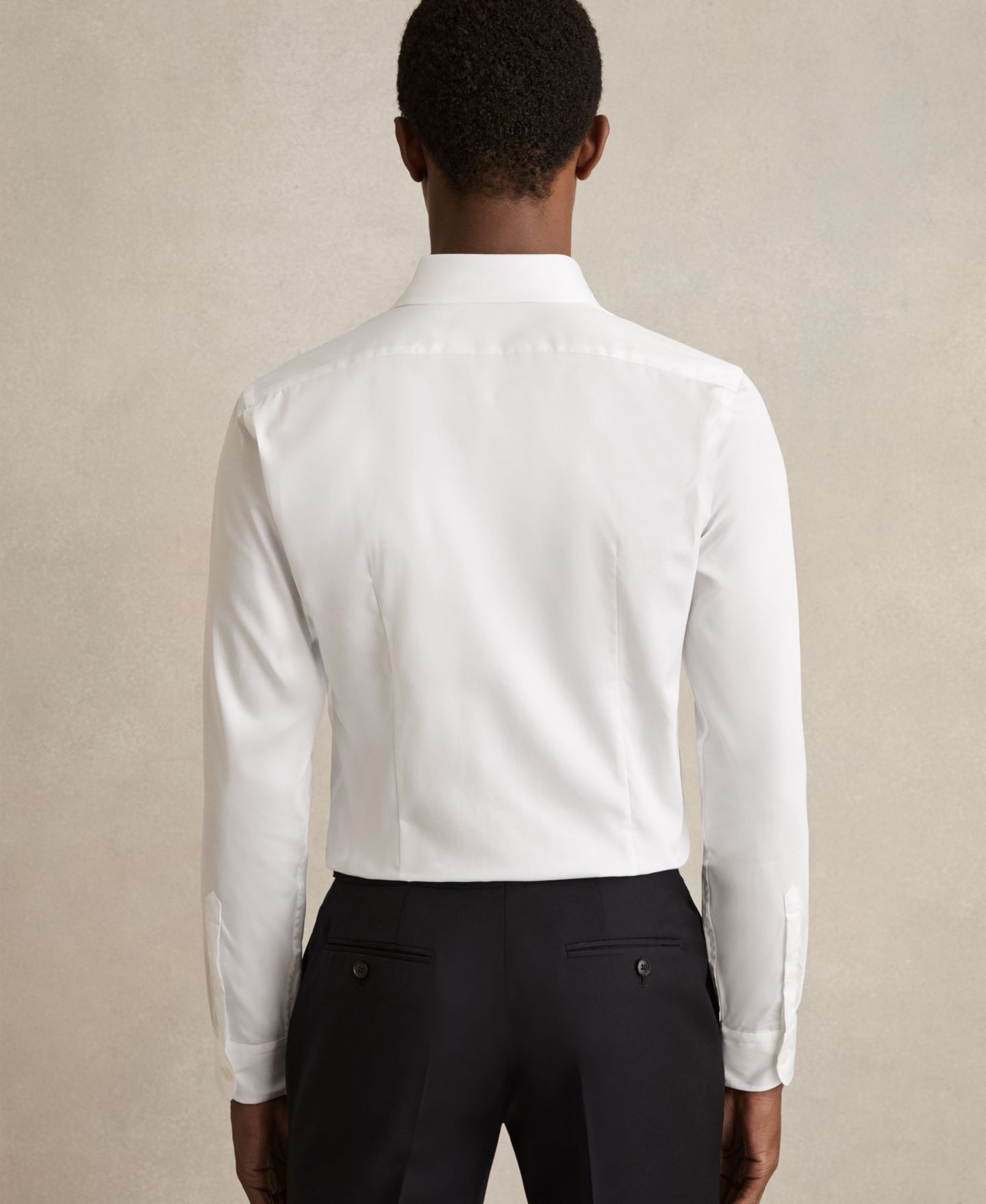 Мужская рубашка REISS Remote Slim-Fit Cotton-Satin Cutaway-Collar Dress Shirt, цвет: Белый — фото 5