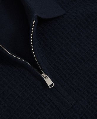Men's Wool Waffle-Knit Half-Zip Polo Sweater