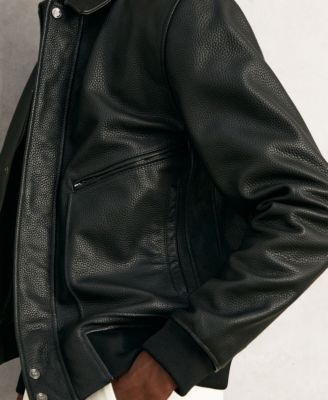 Men's Grained-Leather Zip-Through Jacket