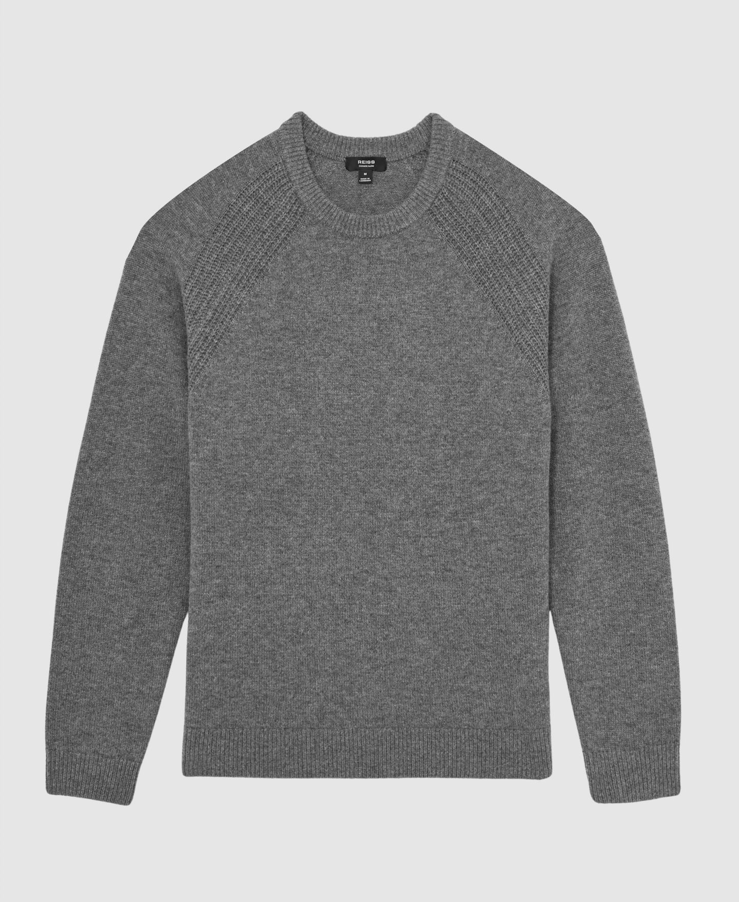 Мужской свитер REISS Foulton Wool-Cashmere Reverse-Seam, цвет: Серый меланжевый — фото 2