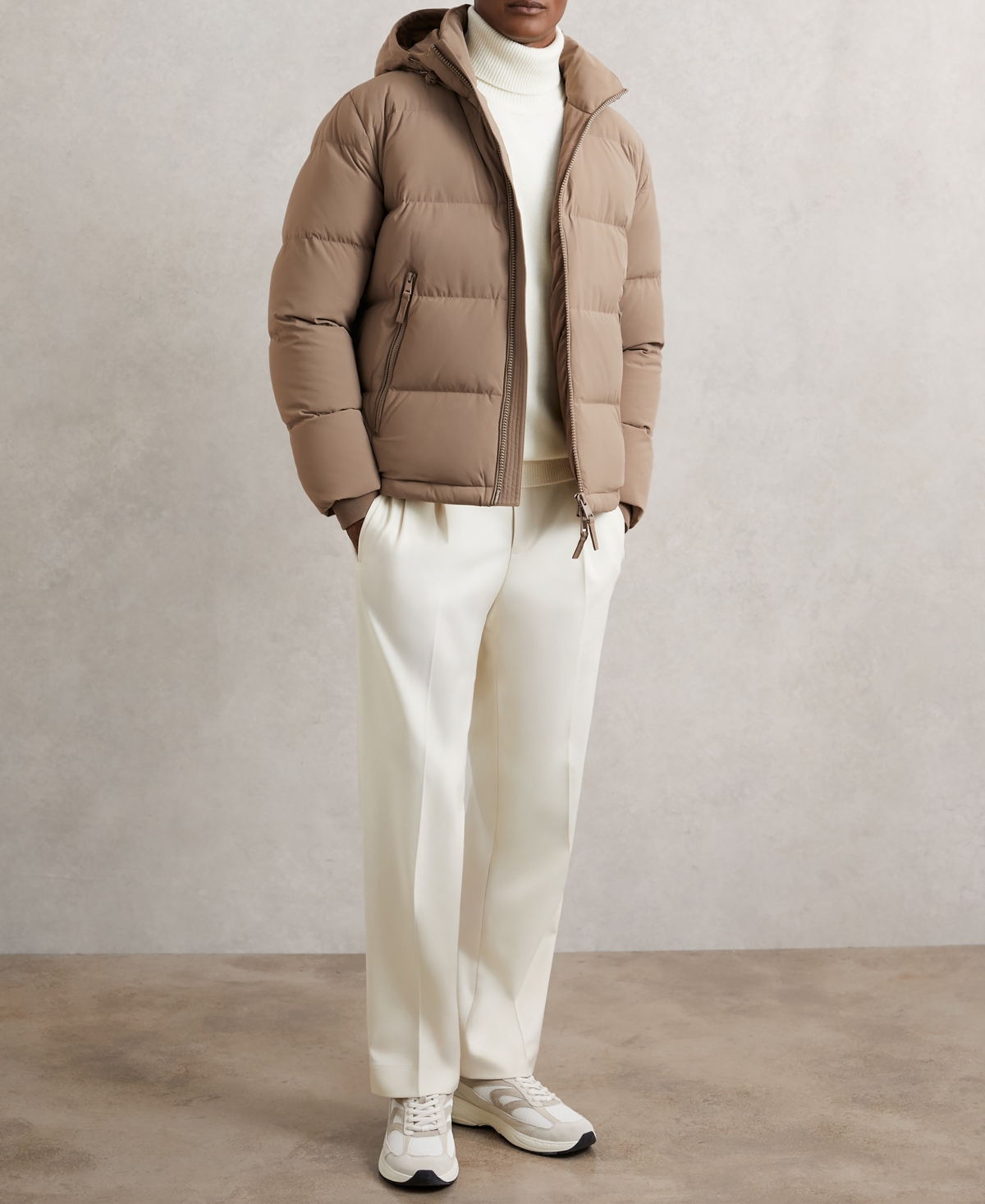 Reiss Reggie Quilted Puffer Jacket In Brown