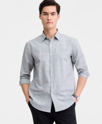 Men's Long-Sleeve Cotton Faded Geo Shirt