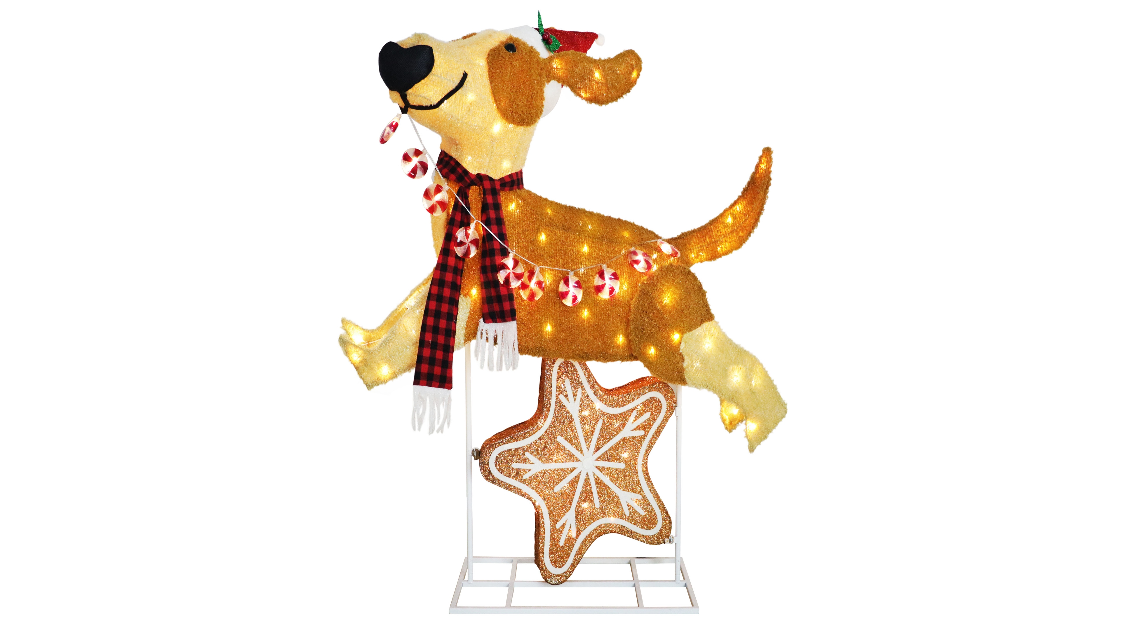 Puleo International 4' Pre-Lit Outdoor Puppy Christmas Holiday Decor