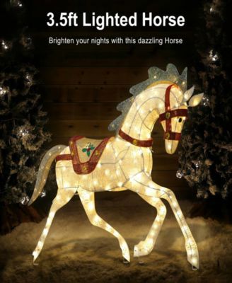 42" Pre-Lit Outdoor Horse Christmas Holiday D&eacute;cor