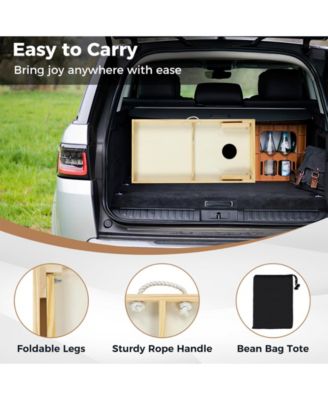 Solid Wood Cornhole Board Set Portable Corn Hole Game Board Includes 8 Bean Bags-M.