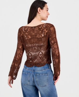 Women's Lace Long-Sleeve Top, Exclusively at Macy's