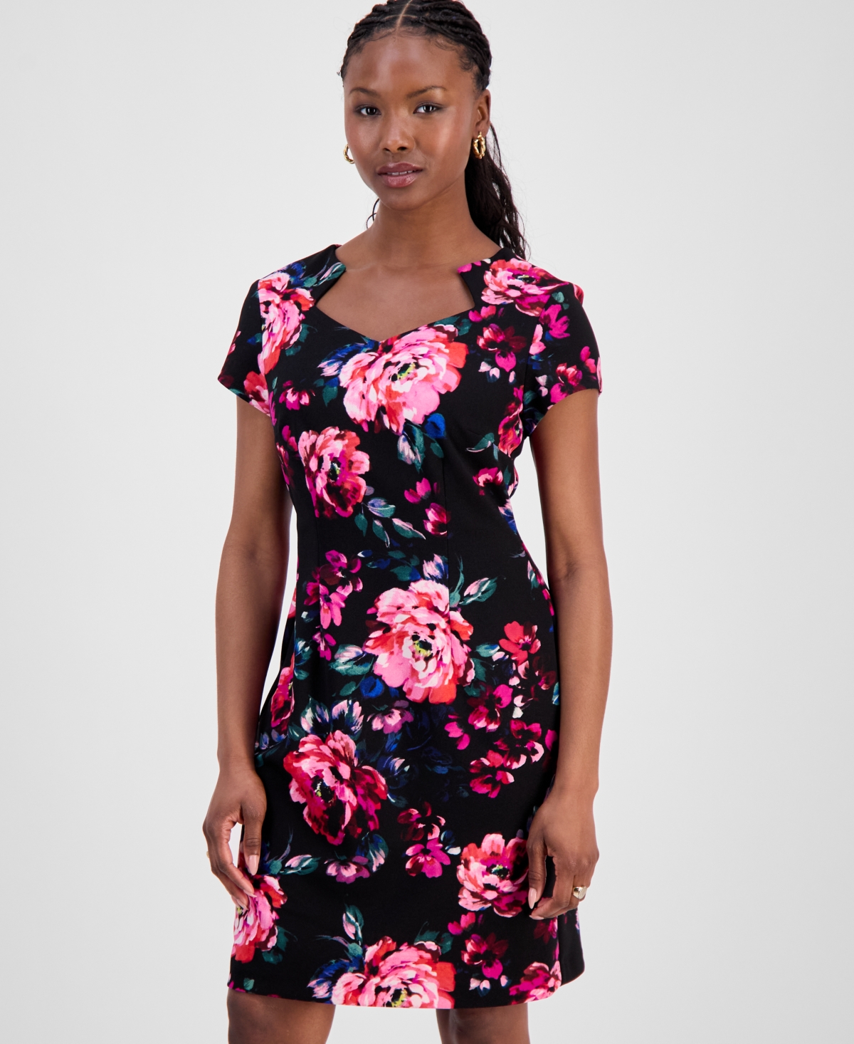 Connected Petite Cutout-Neck Sheath Dress