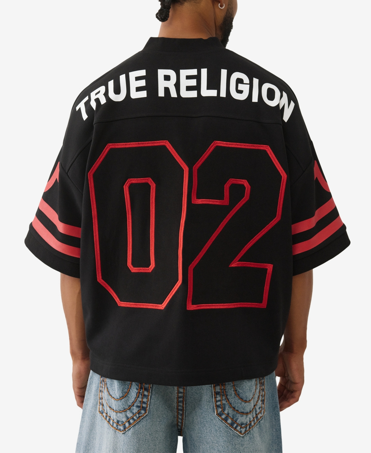 True Religion Men's V-neck Football Knit Jersey T-shirt In Multi