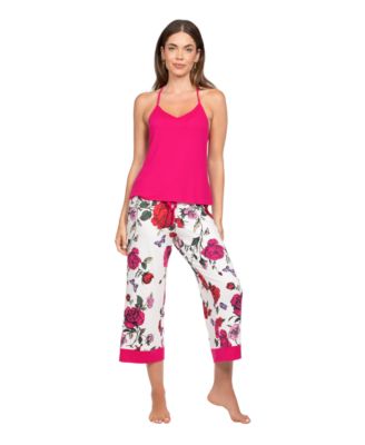 Women's 3-Pc. Velvet Trimmed Kiss Pajama Set