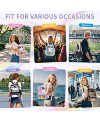 Clear Backpack Heavy Duty Transparent Backpack for School Clear Bags with Wider Straps See Through Plastic Bags Sport Events Concert Stadium-Purple