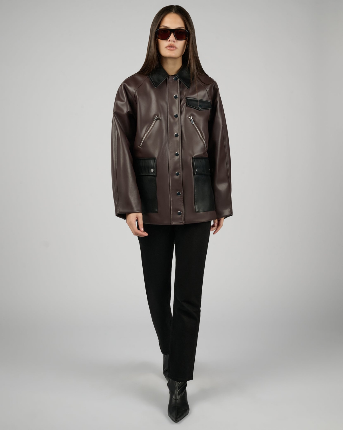 WeWoreWhat Women's Cocoon Leather Jacket