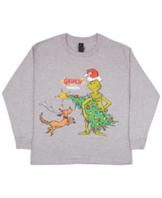 The Grinch Dr. Seuss The Grinch Boy's Christmas Big Boys Long Sleeve Tee - Gray
