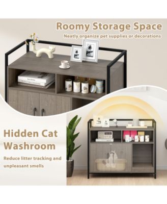 Cat Litter Box Enclosure w/ Storage Compartments Removable Scratching Board