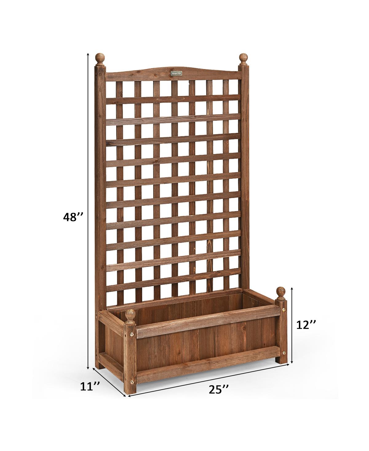 Costway Solid Wood Planter Box with Trellis Weather-Resistant Outdoor