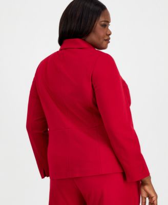 Plus Size Notched Collar One-Button Blazer