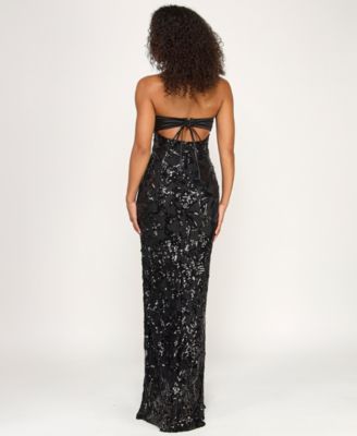 Junior's Strapless Sequin Gown
