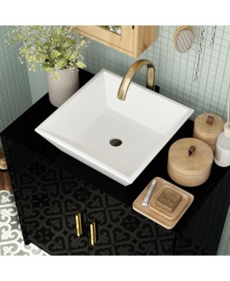 Bathroom Vanity with Marble Top, Bathroom Cabinet with 2 Doors & Drawer