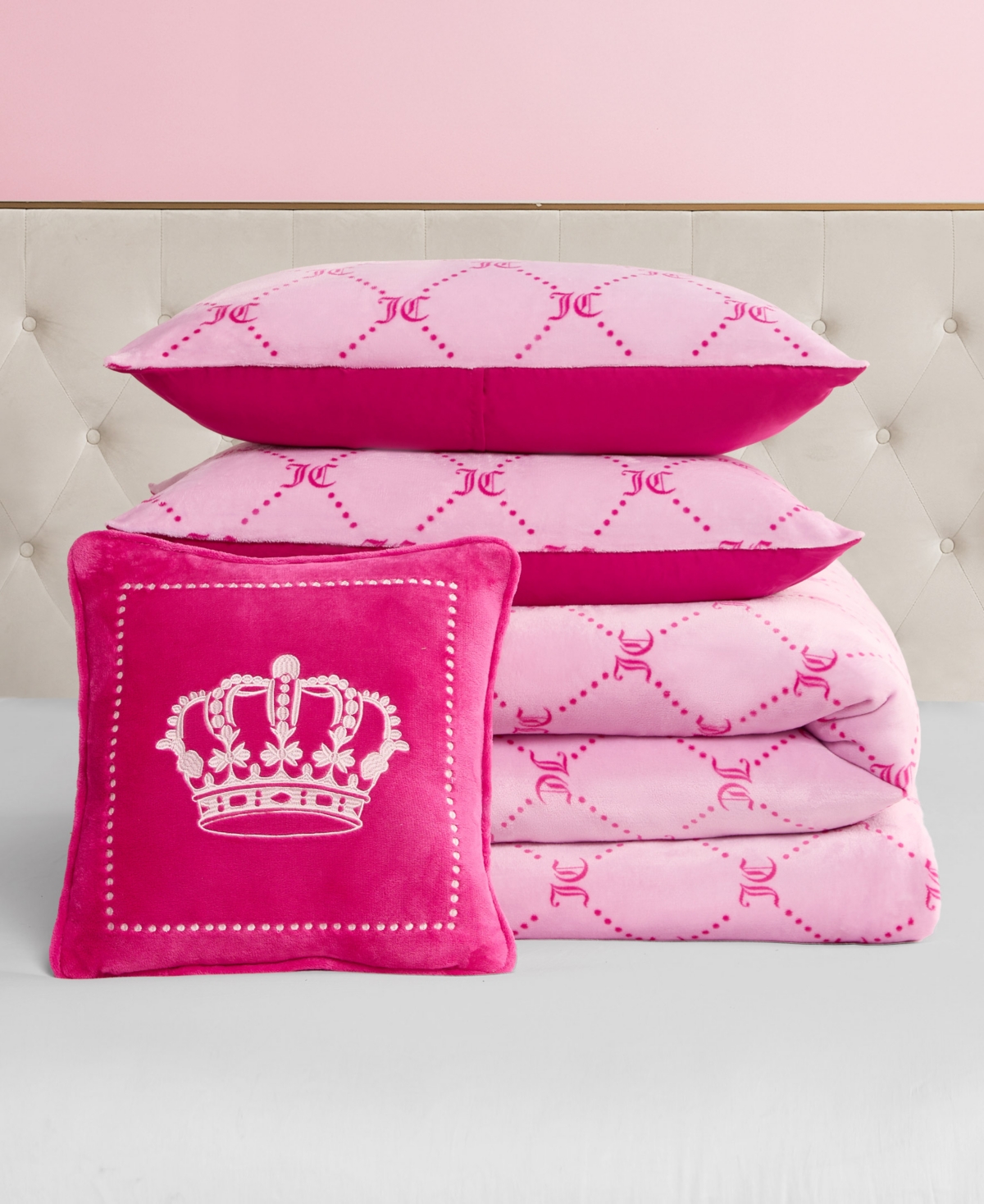 Juicy Couture Plush Reversible Trellis Link 4-Pc. Comforter Set, Full/Queen
