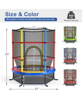 55 Inch Kids Recreational Trampoline Bouncing Jumping Mat with Enclosure Net