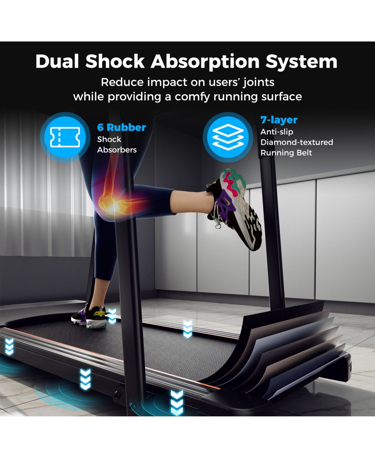 Skonyon 2.5 Hp Walking Treadmill with Long Handrails for Seniors