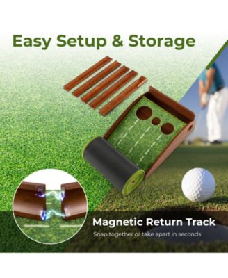 Golf Putting Mat Practice Training Aid with Auto Ball Return and 3 Hole Sizes