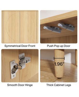 60" Large MDF 4-Tier Shelves, Anti-Tip Device, Smooth Finish Buffet Cabinet Sideboard Table