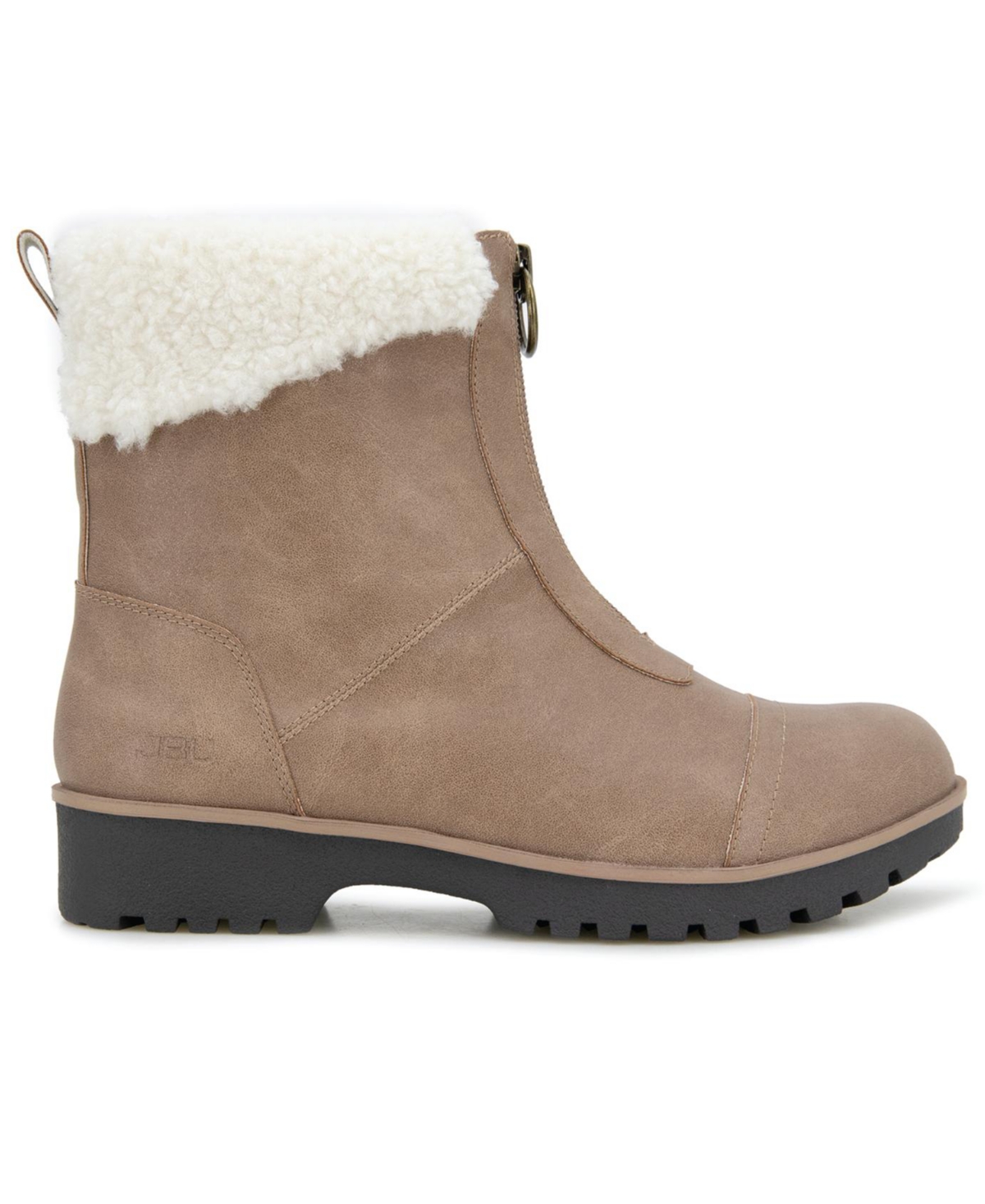 Jbu Women's Brynn Water Resistant Zip-front Cozy Booties In Brown