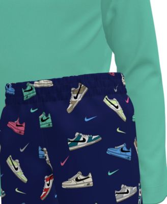 Boys' 4-7 Multi Sneaker Rash Guard Top and Swim Shorts, 2-Piece Set