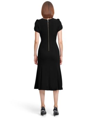 Women's Crew Neck Short-Sleeve Midi Dress