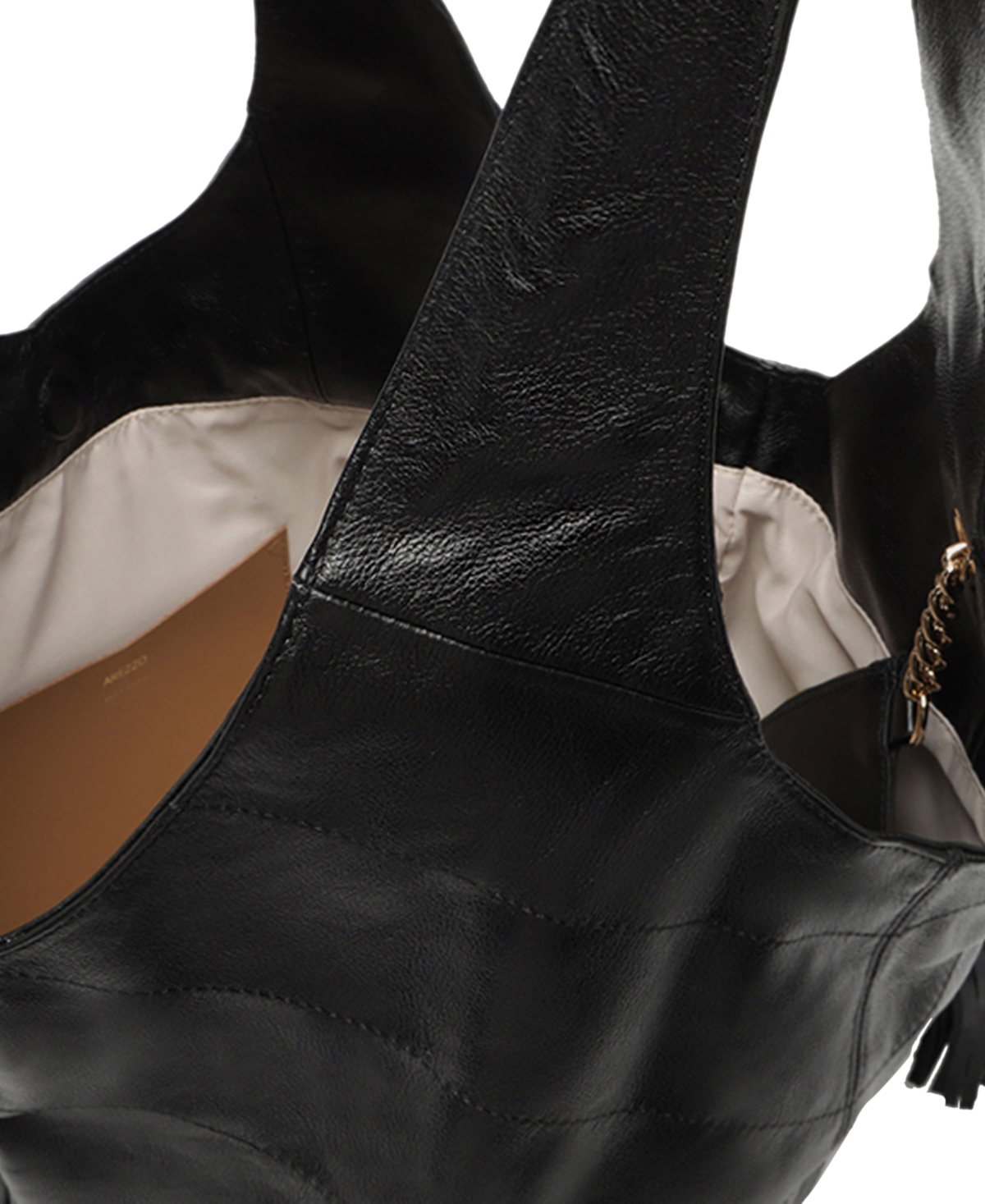 Arezzo Sonya Extra Large Leather Hobo Bag In Black