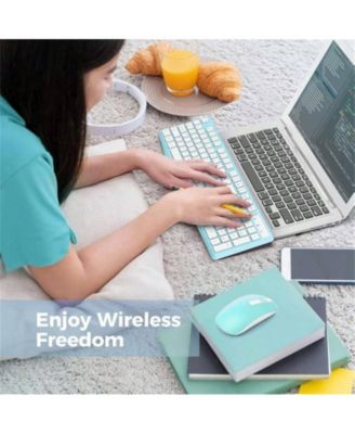 Wireless Keyboard And Mouse Combo - 2.4G Full-Sized Keyboard Mouse, 3 DPI Adjustable Cordless Keyboard And Mouse, Quiet Click Computer Laptop